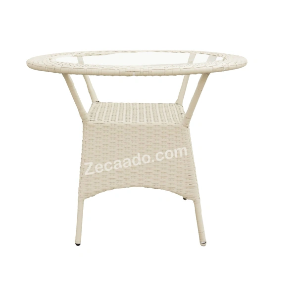 Zecado Pearl 2 Seater Patio Coffee Table Set In Off-White Corduroy Finish - Off-White