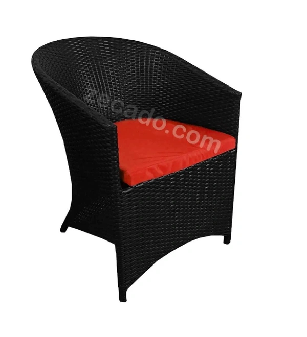Zecado Posiedon 4 Seater Patio Coffee Table Set in Black Corduroy Finish with Red Cushion - Black, Red