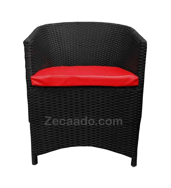 Zecado Posiedon 4 Seater Patio Coffee Table Set in Black Corduroy Finish with Red Cushion - Black, Red