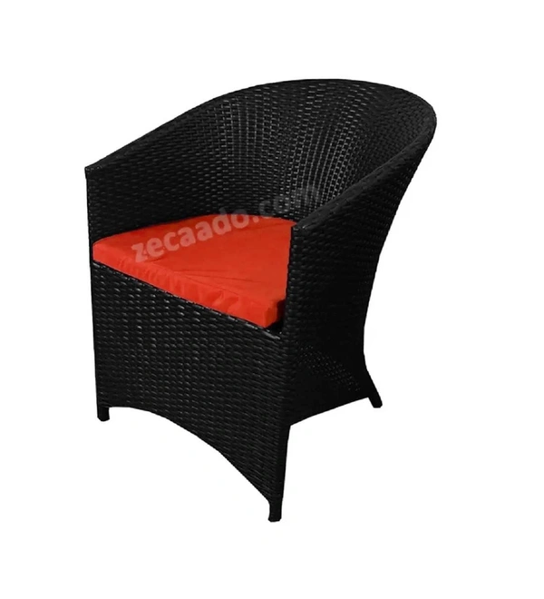 Zecado Posiedon 4 Seater Patio Coffee Table Set in Black Corduroy Finish with Red Cushion - Black, Red