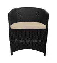 Zecado Posiedon 2 Seater Patio Coffee Table Set in Black Corduroy Finish with Off-White Cushion - Black, Off-White