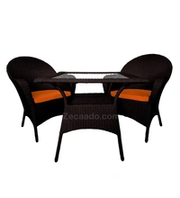 Zecado Pristine 2 Seater Wicker Lawn Chair Set in Brown Corduroy Finish with Off-White Cushions - Brown, Orange