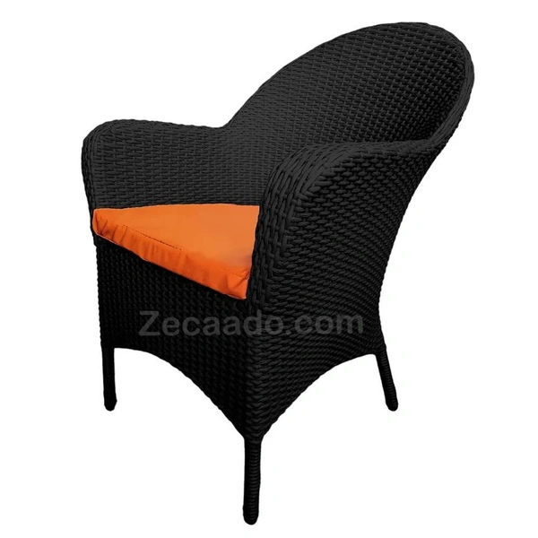 Zecado Pristine 2 Seater Wicker Lawn Chair Set in Black Corduroy Finish with Off-White Cushions - Black, Orange