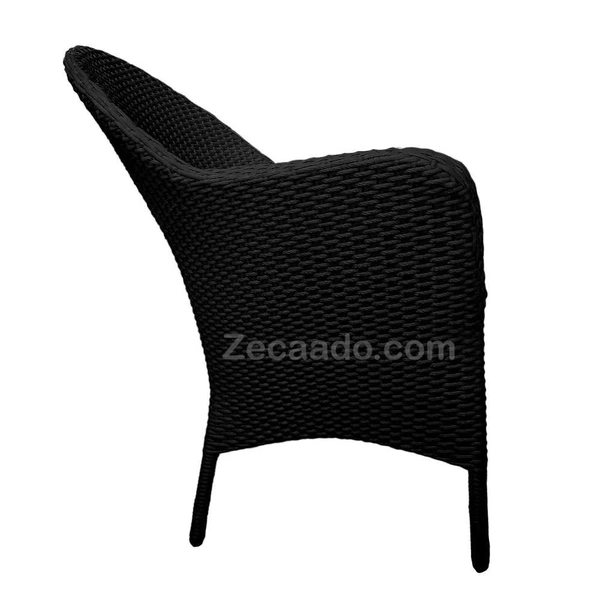 Zecado Pristine 2 Seater Wicker Lawn Chair Set in Black Corduroy Finish with Off-White Cushions - Black, Orange