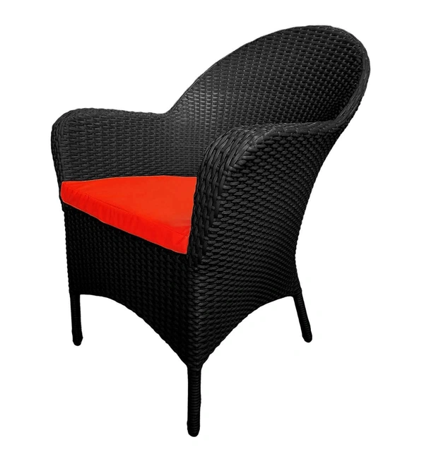 Zecado Pristine 2 Seater Wicker Lawn Chair Set in Black Corduroy Finish with Off-White Cushions - Black, Red