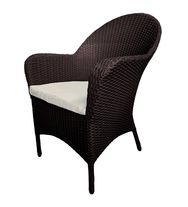 Zecado Pristine 2 Seater Wicker Lawn Chair Set in Brown Corduroy Finish with Off-White Cushions - Brown, Off-White