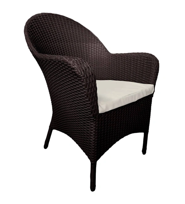 Zecado Pristine 2 Seater Wicker Lawn Chair Set in Brown Corduroy Finish with Off-White Cushions - Brown, Off-White