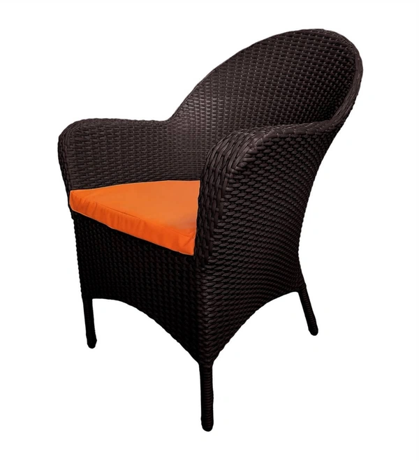 Zecado Pristine 2 Seater Wicker Lawn Chair Set in Brown Corduroy Finish with Off-White Cushions - Brown, Orange