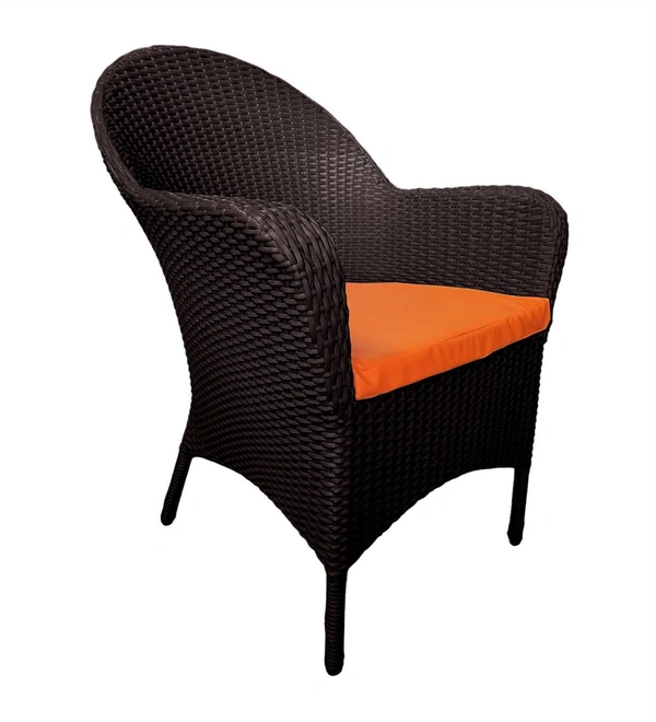 Zecado Pristine 2 Seater Wicker Lawn Chair Set in Brown Corduroy Finish with Off-White Cushions - Brown, Orange