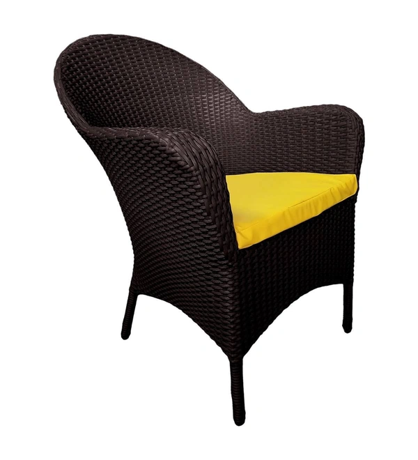Zecado Pristine 2 Seater Wicker Lawn Chair Set in Brown Corduroy Finish with Off-White Cushions - Brown, Yellow