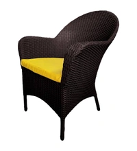 Zecado Pristine 2 Seater Wicker Lawn Chair Set in Brown Corduroy Finish with Off-White Cushions - Brown, Yellow
