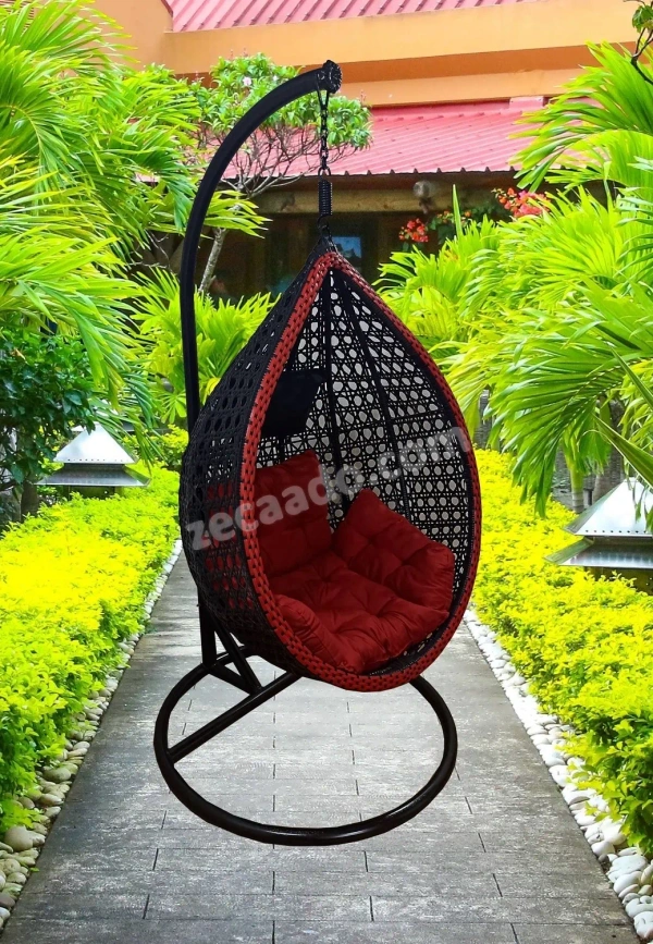 Zecado Scarlet Garden & outdoor swing chair in Black & Red with Red & Black Sofa Cushion - Red