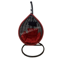 Zecado Scarlet Garden & outdoor swing chair in Black & Red with Red & Black Sofa Cushion - Brown