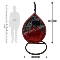 Zecado Scarlet Garden & outdoor swing chair in Black & Red with Red & Black Sofa Cushion - Brown