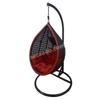 Zecado Scarlet Garden & outdoor swing chair in Black & Red with Red & Black Sofa Cushion - Brown