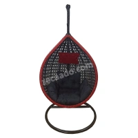 Zecado Scarlet Garden & outdoor swing chair in Black & Red with Red & Black Sofa Cushion - Black