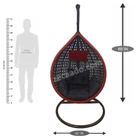 Zecado Scarlet Garden & outdoor swing chair in Black & Red with Red & Black Sofa Cushion - Black