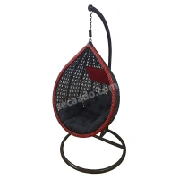 Zecado Scarlet Garden & outdoor swing chair in Black & Red with Red & Black Sofa Cushion - Black