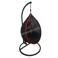 Zecado Scarlet Garden & outdoor swing chair in Black & Red with Red & Black Sofa Cushion - Black