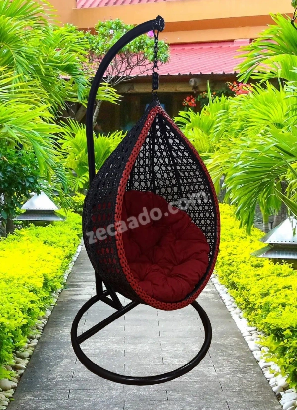 Zecado Scarlet Garden & outdoor swing chair in Black & Red with Red cushion - Red