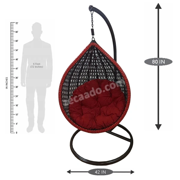 Zecado Scarlet Garden & outdoor swing chair in Black & Red with Red cushion - Red