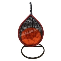 Zecado Scarlet Garden & outdoor swing chair in Black & Red with Orange Cushion - Red