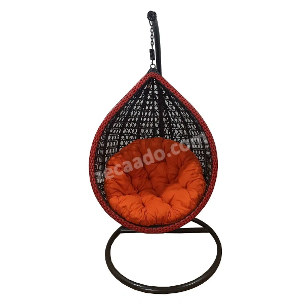 Zecado Scarlet Garden & outdoor swing chair in Black & Red with Orange Cushion - Orange