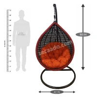 Zecado Scarlet Garden & outdoor swing chair in Black & Red with Orange Cushion - Red