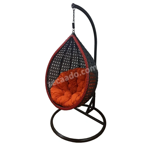 Zecado Scarlet Garden & outdoor swing chair in Black & Red with Orange Cushion - Orange