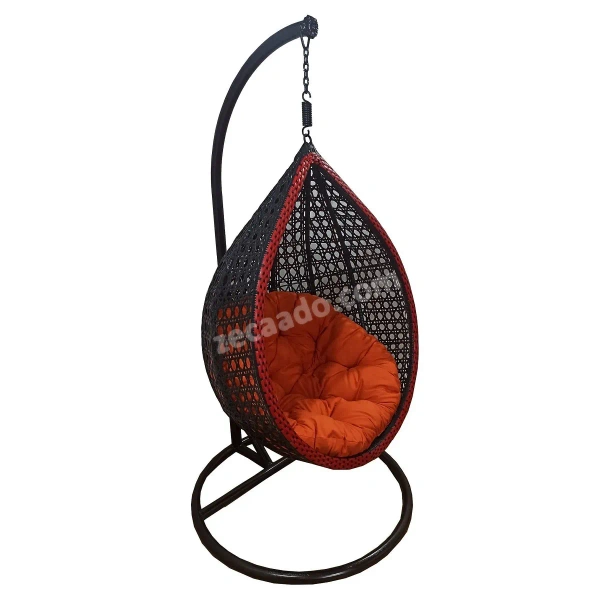 Zecado Scarlet Garden & outdoor swing chair in Black & Red with Orange Cushion - Orange