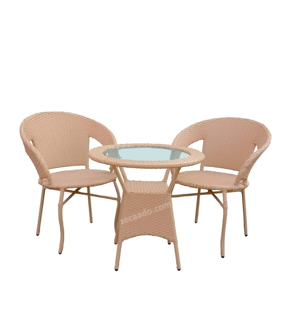 Zecado Sheryl 2 seater Patio Coffee Table Set In Fawn Corduroy Finish - Fawn