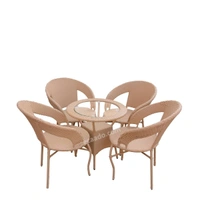 Zecado Sheryl 4 seater Patio Coffee Table Set In Fawn Corduroy Finish - Fawn