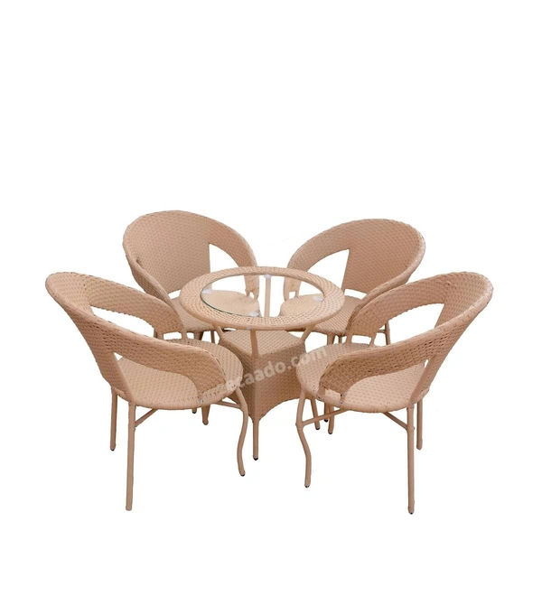 Zecado Sheryl 4 seater Patio Coffee Table Set In Fawn Corduroy Finish - Fawn