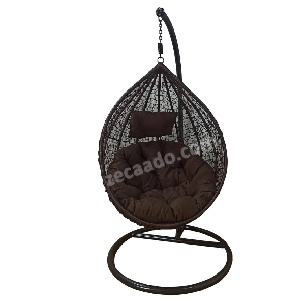 Zecado Spider Swing Chair for Garden & Outdoor in Brown with Brown Cushion & Head Cushion - Brown