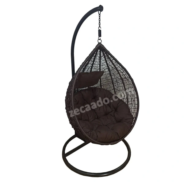 Zecado Spider Swing Chair for Garden & Outdoor in Brown with Brown Cushion & Head Cushion - Brown