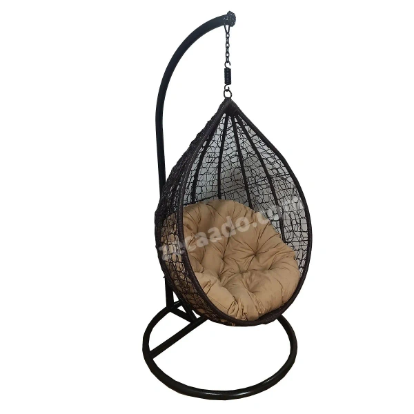 Zecado Spider Swing Chair for Garden & Outdoor in Brown with Fawn Cushion - Black