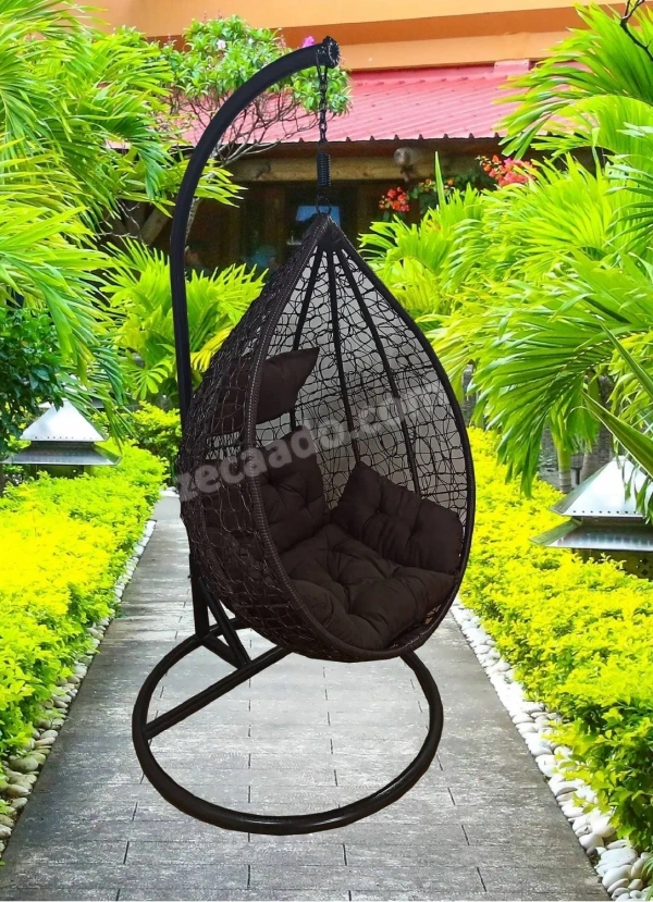 Zecado Spider Swing Chair for Garden & Outdoor in Brown with Brown Sofa Cushion - Brown