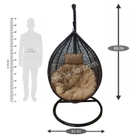 Zecado Spider Swing Chair for Garden & Outdoor in Brown with Fawn Cushion & Head Cushion - Brown