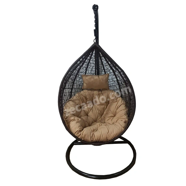 Zecado Spider Swing Chair for Garden & Outdoor in Brown with Fawn Cushion & Head Cushion - Camel