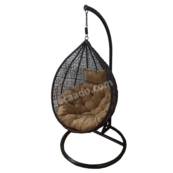 Zecado Spider Swing Chair for Garden & Outdoor in Brown with Fawn Cushion & Head Cushion - Camel