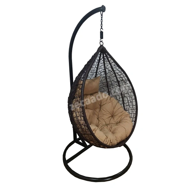 Zecado Spider Swing Chair for Garden & Outdoor in Brown with Fawn Cushion & Head Cushion - Camel