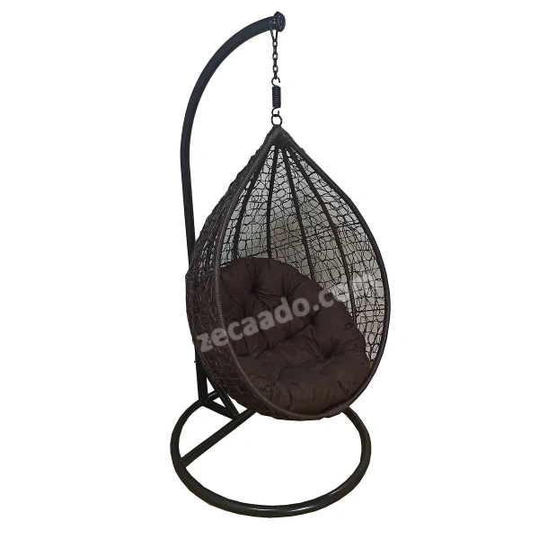 Zecado Spider Swing Chair for Garden & Outdoor in Brown with Brown Cushion - Black