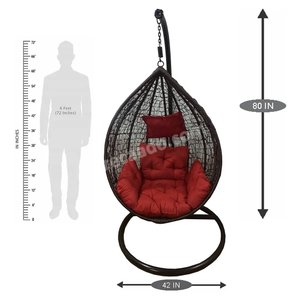 Zecado Spider Swing Chair for Garden & Outdoor in Brown with Red Sofa Cushion - Brown