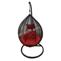 Zecado Spider Swing Chair for Garden & Outdoor in Brown with Red Sofa Cushion - Black