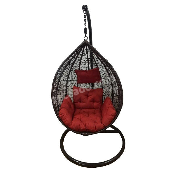 Zecado Spider Swing Chair for Garden & Outdoor in Brown with Red Sofa Cushion - Brown