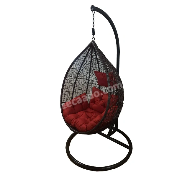 Zecado Spider Swing Chair for Garden & Outdoor in Brown with Red Sofa Cushion - Brown