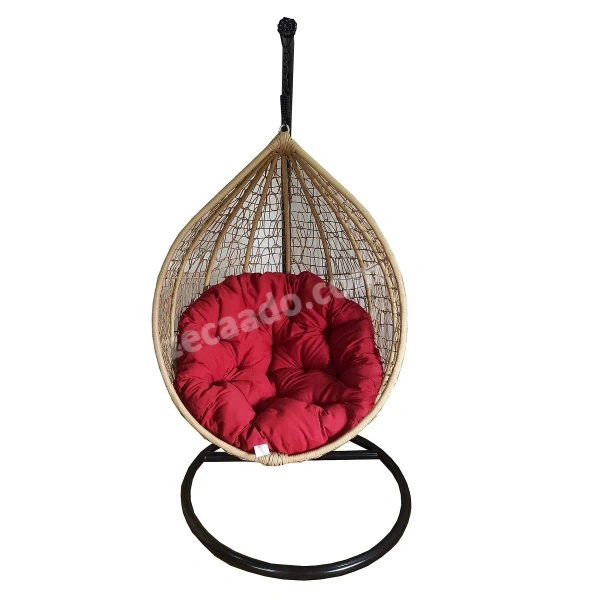 Zecado Spider Swing Chair for Garden & Outdoor in Fawn with Red Cushion - Camel