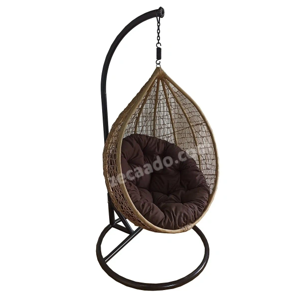 Zecado Spider Swing Chair for Garden & Outdoor in Fawn with Brown Cushion - Black