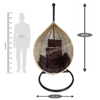 Zecado Spider Swing Chair for Garden & Outdoor in Fawn with Brown Sofa Cushion - Camel