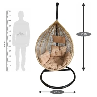 Zecado Spider Swing Chair for Garden & Outdoor in Fawn with Fawn Sofa Cushion - Camel